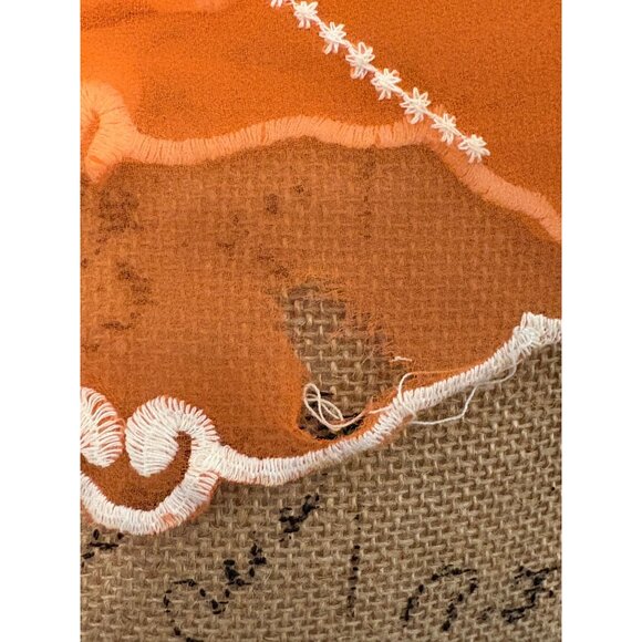 Orange Floral Embroidered Sheer Scarf Wrap Shawl - Picture 11 of 12